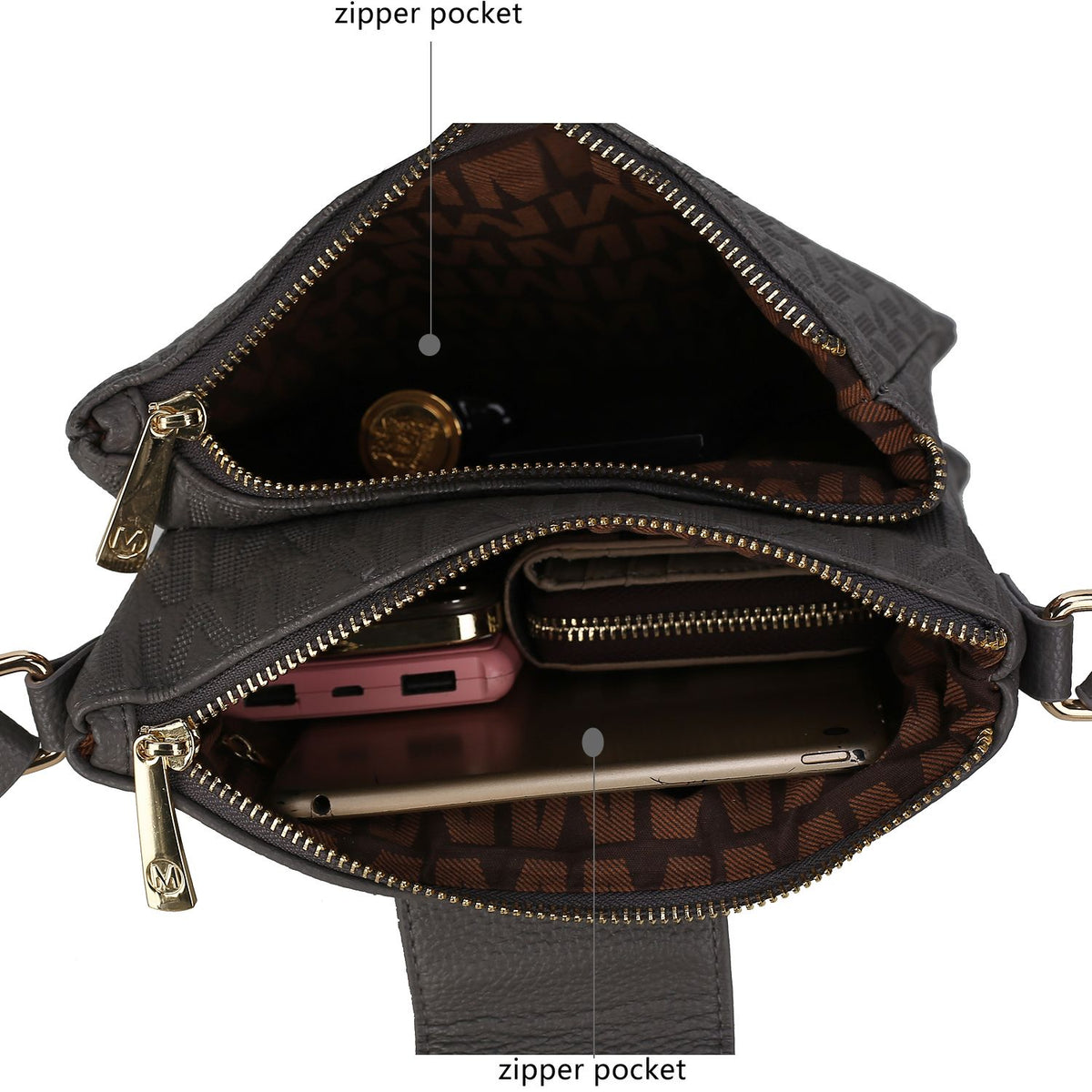 MKF Collection Marietta M Signature Womens Handbag Crossbody Bag - Silver