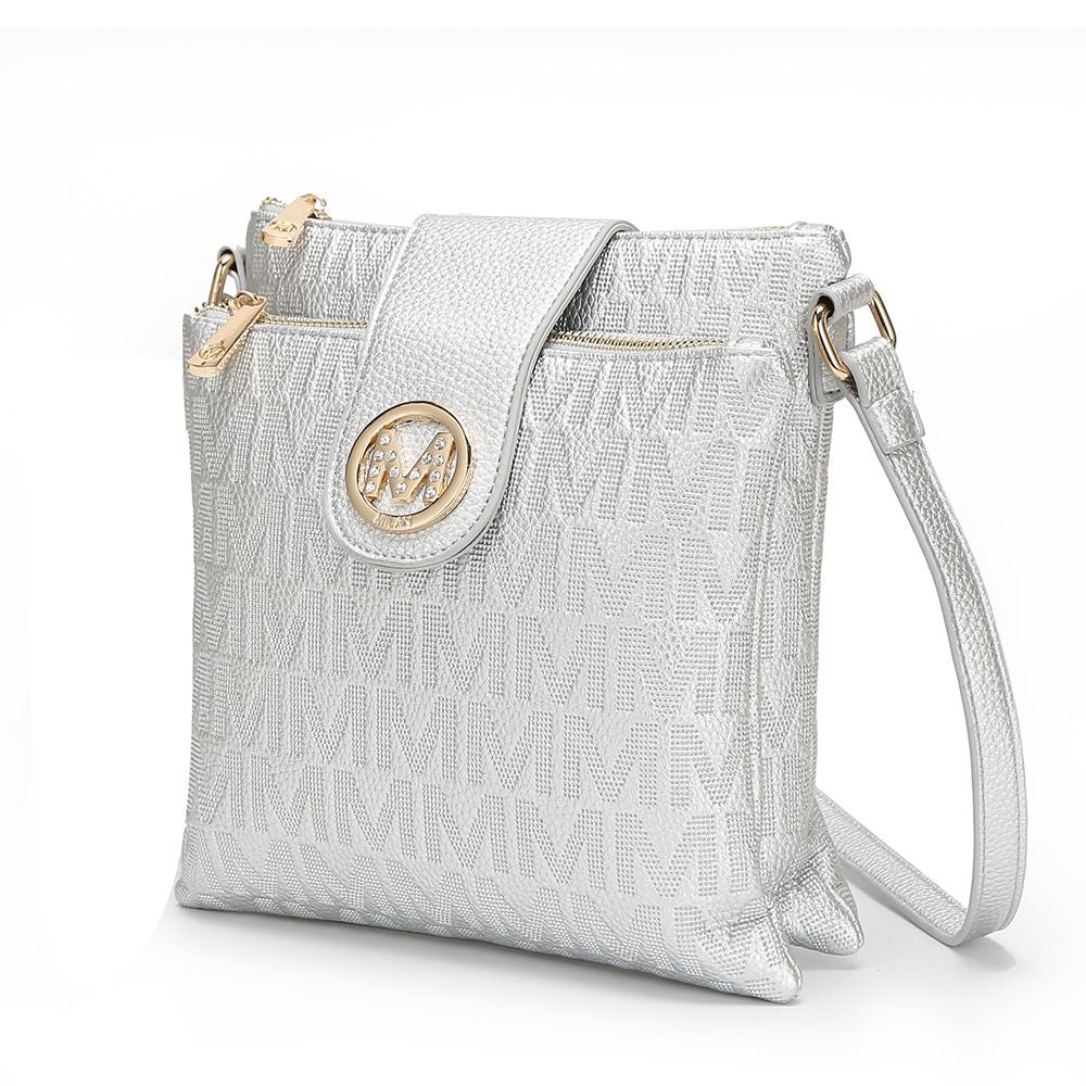 MKF Collection Marietta M Signature Womens Handbag Crossbody Bag - Silver