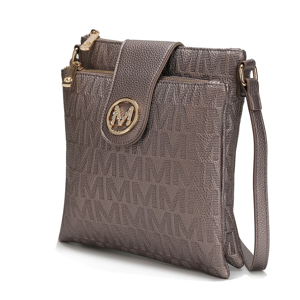 MKF Collection Marietta M Signature Womens Handbag Crossbody Bag - Pewter
