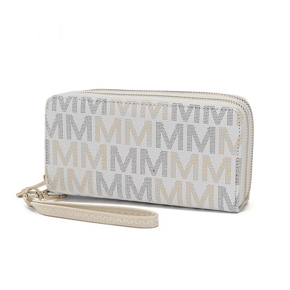 MKF Collection Hofstra M Signature Wallet Wristlet - White