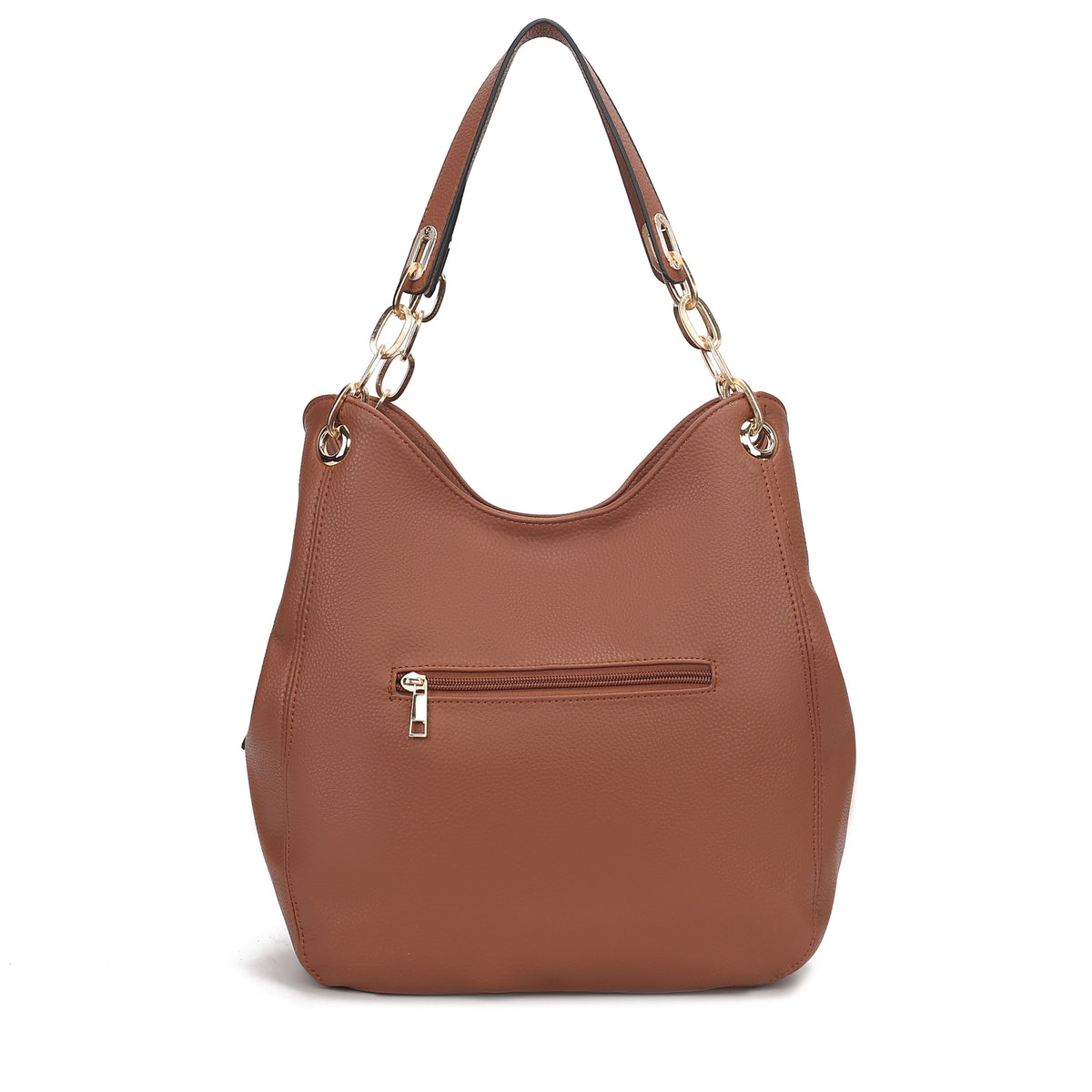 MKF Collection Ashley Women's Hobo Shoulder Bag with Matching Wallet, Vegan Leather Tote Purse, 2-Piece Handbag Set - Cognac 