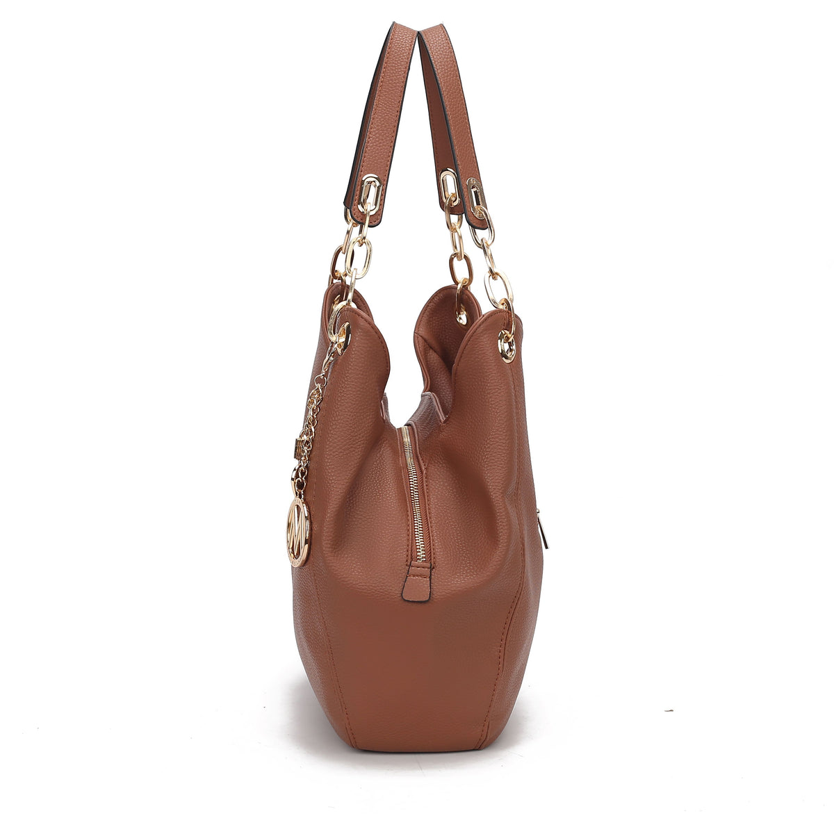 MKF Collection Ashley Women's Hobo Shoulder Bag with Matching Wallet, Vegan Leather Tote Purse, 2-Piece Handbag Set - Cognac 