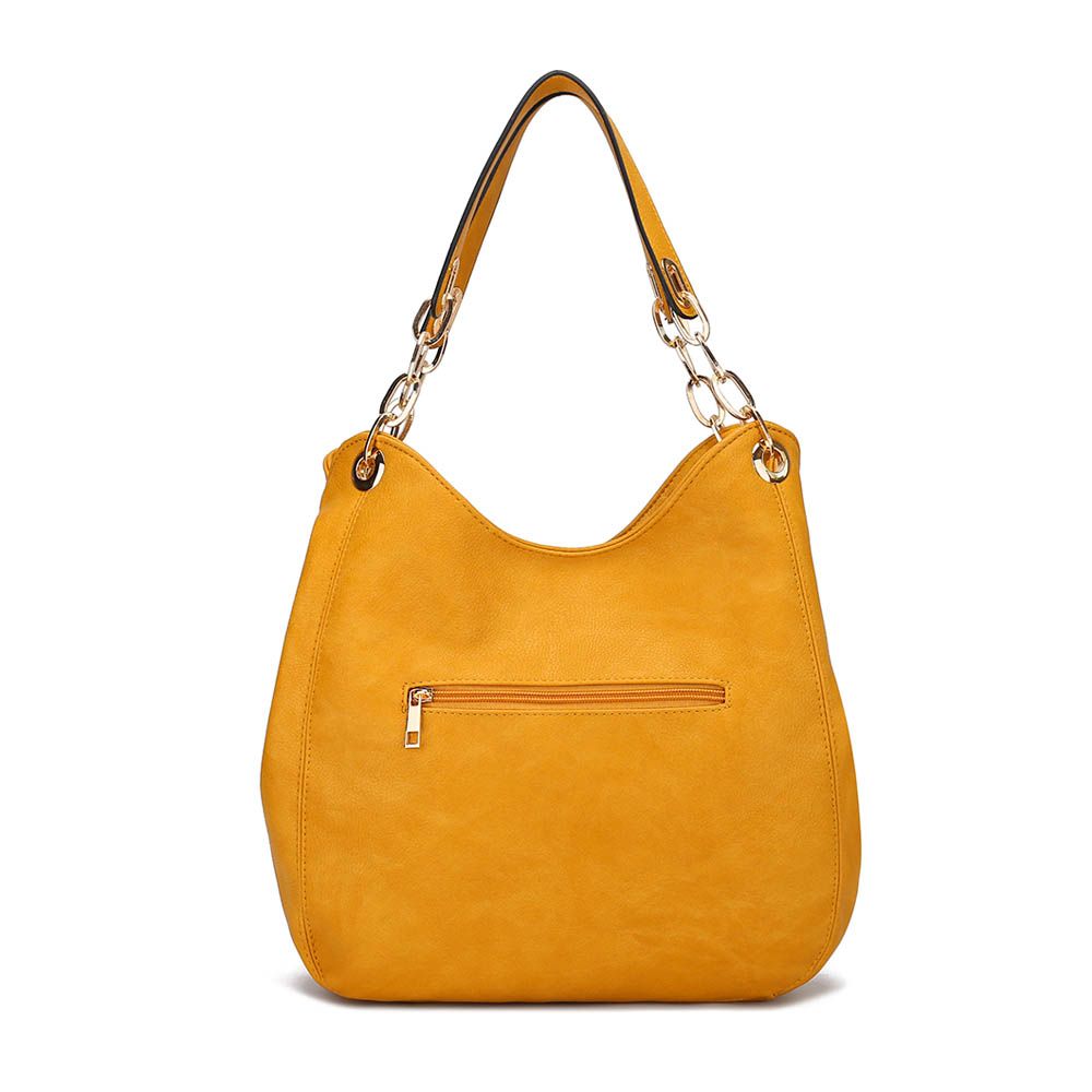 MKF Collection Ashley Women's Hobo Shoulder Bag with Matching Wallet, Vegan Leather Tote Purse, 2-Piece Handbag Set - Mustard