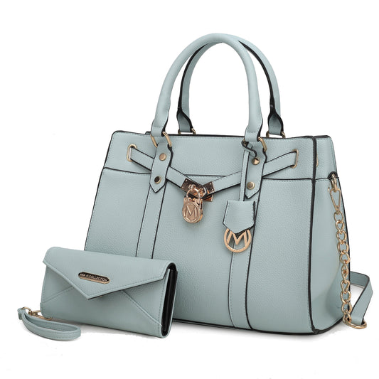MKF Collection Christine Vegan Leather Women Satchel Bag with wallet - Seafoam