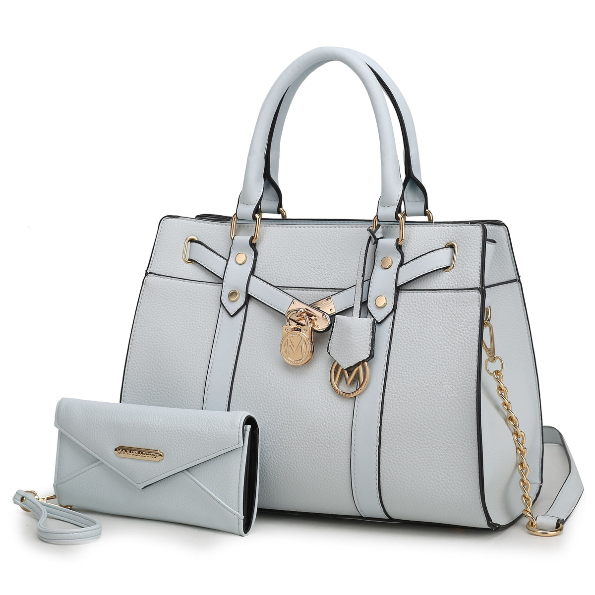 MKF Collection Christine Vegan Leather Women Satchel Bag with wallet - Lt Blue