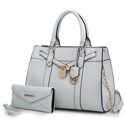 MKF Collection Christine Vegan Leather Women Satchel Bag with wallet - Lt Blue