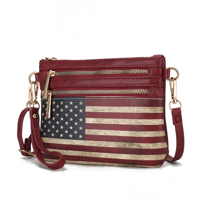 MKF Collection Alisson Women's Vegan Leather Flag Crossbody Wristlet Bag, Shoulder Purse, Small Handbag, Adjustable Strap, Fa