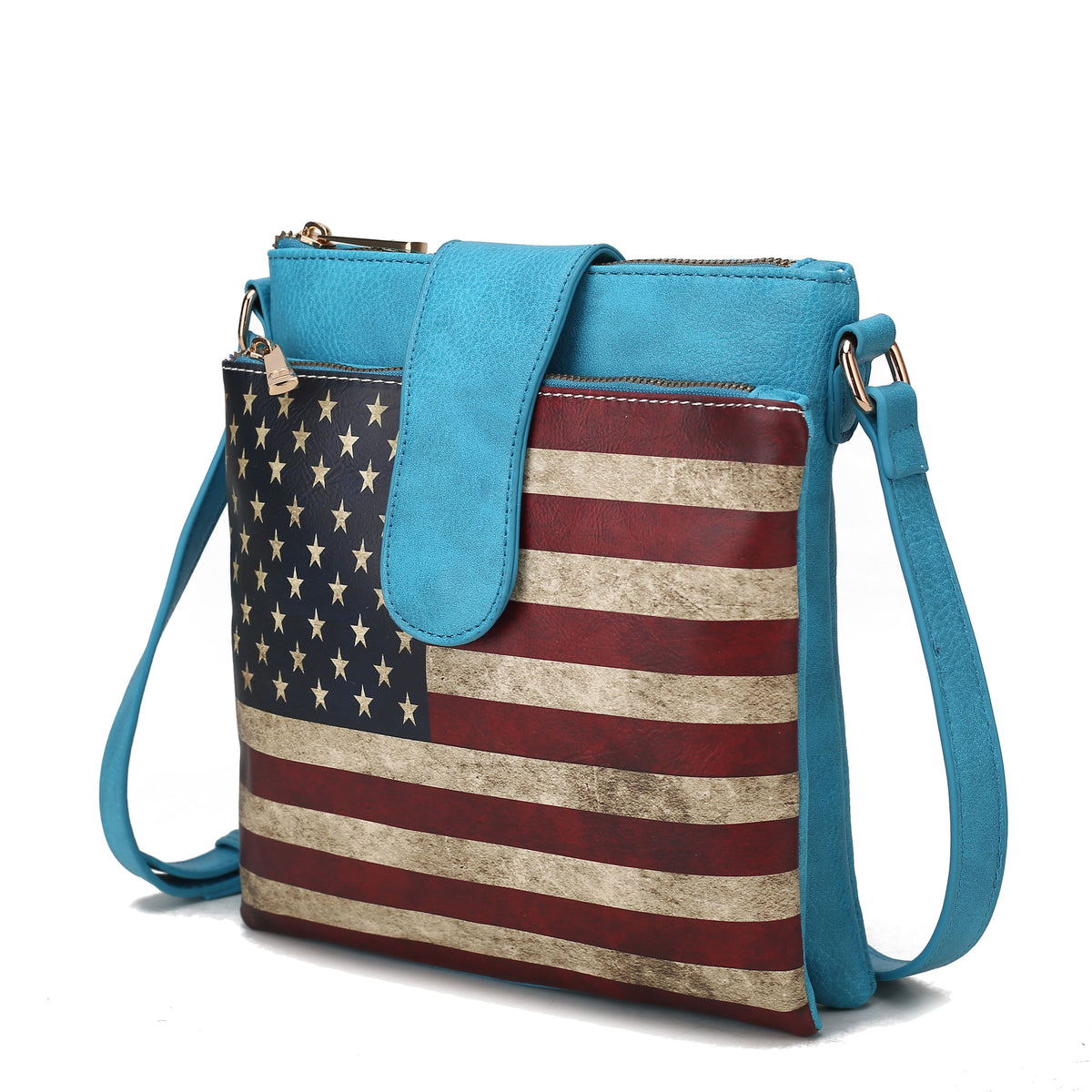 MKF Collection Josephine Vegan Leather Women FLAG Crossbody Bag - Turquoise
