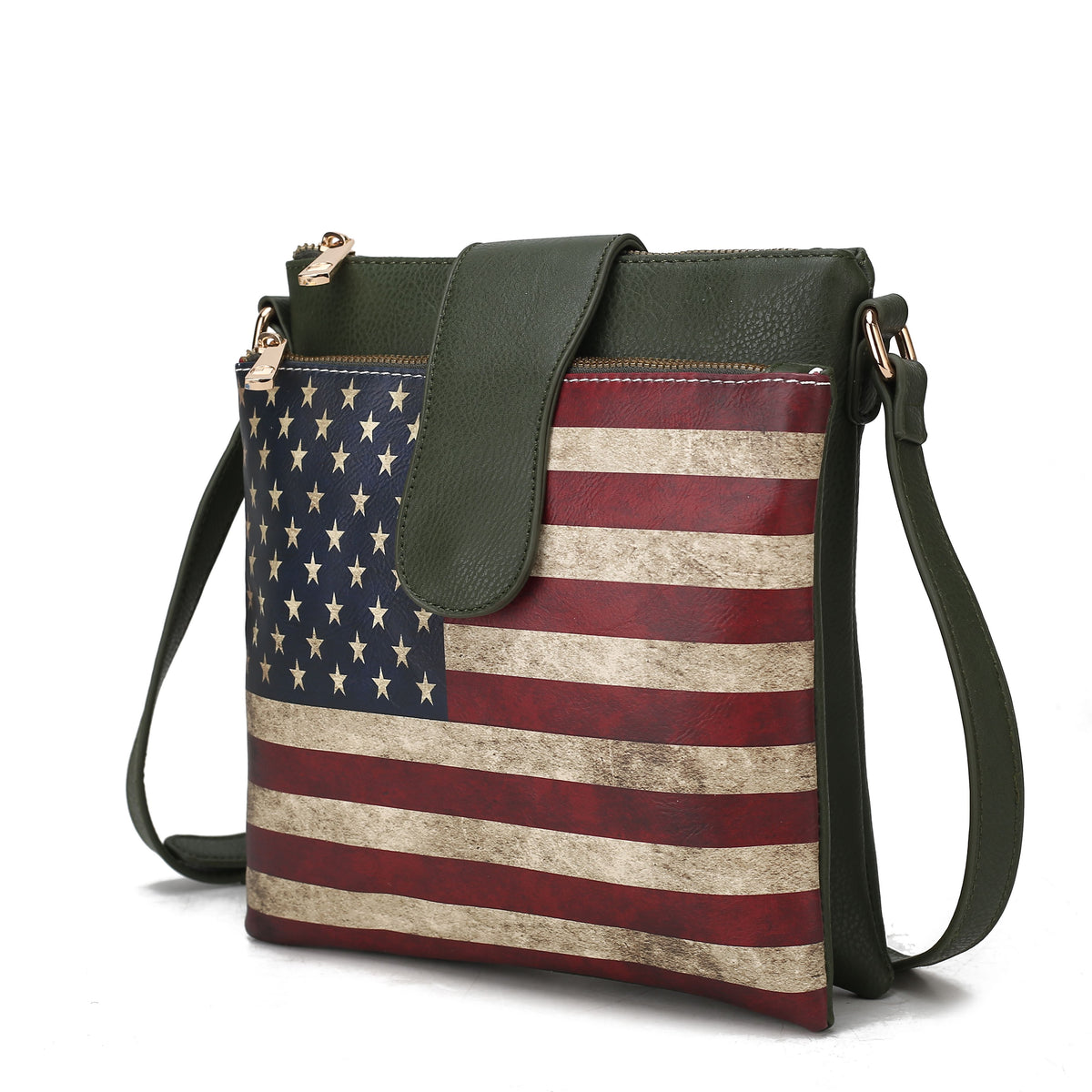 MKF Collection Josephine Vegan Leather Women FLAG Crossbody Bag - Green