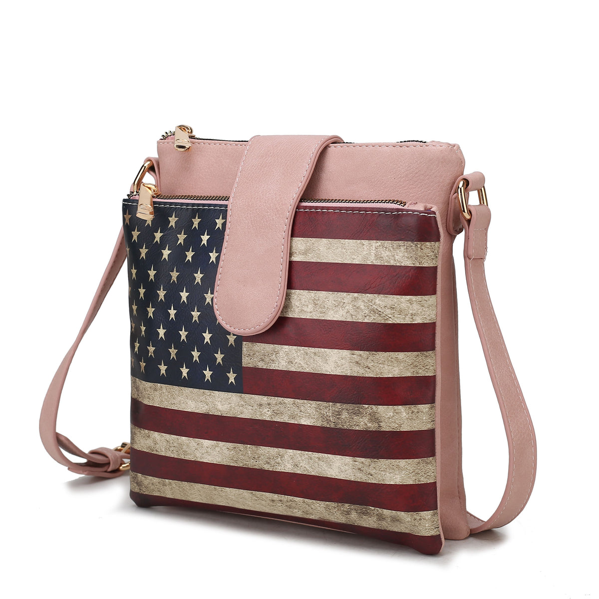 MKF Collection Josephine Vegan Leather Women FLAG Crossbody Bag - Rose Pink