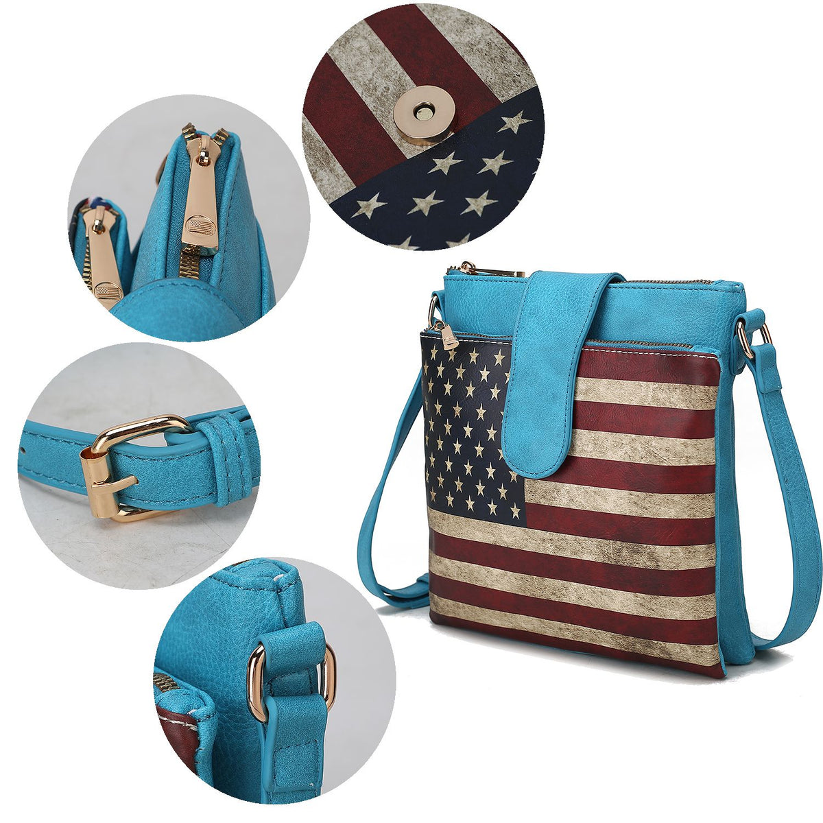 MKF Collection Josephine Vegan Leather Women FLAG Crossbody Bag - Tan