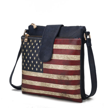 MKF Collection Josephine Vegan Leather Women FLAG Crossbody Bag - Navy