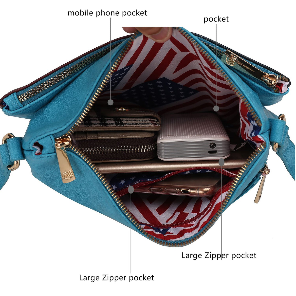MKF Collection Madeline Printed Flag Vegan Leather Women Crossbody Bag - Tan