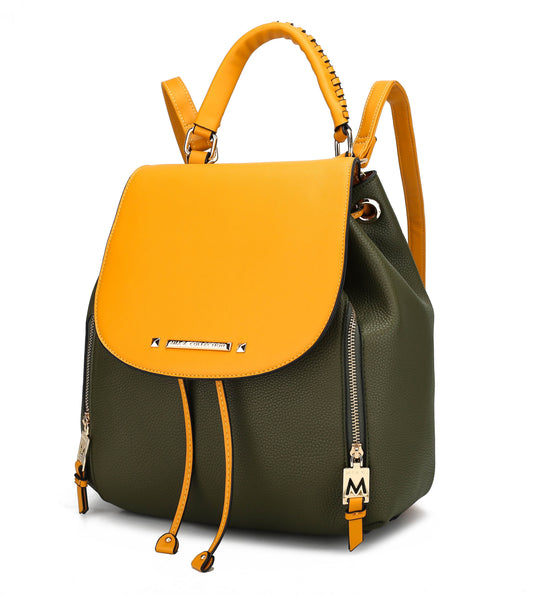 MKF Collection Kimberly Backpack Vegan Leather Women - Olive-Mustard