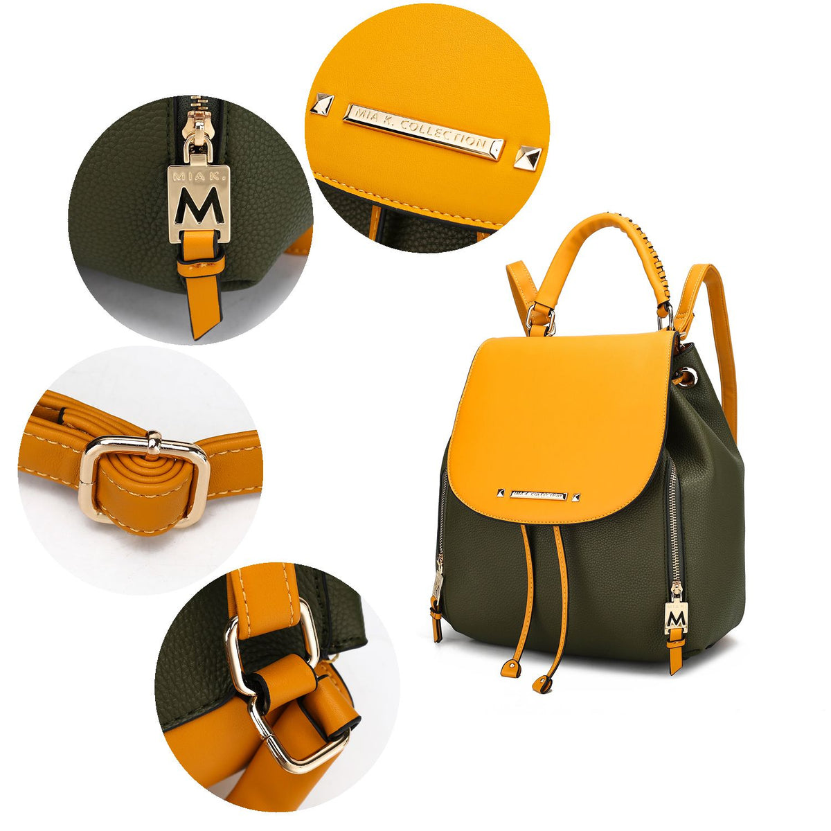 MKF Collection Kimberly Backpack Vegan Leather Women - Black-Cognac