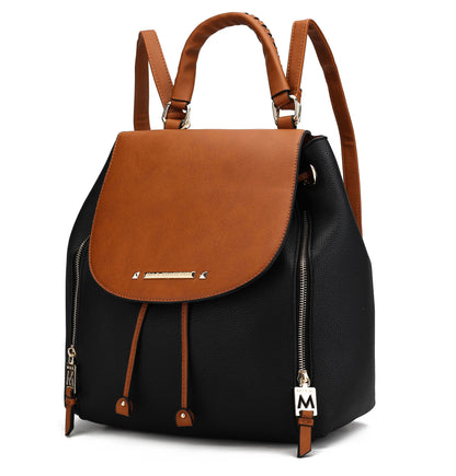 MKF Collection Kimberly Backpack Vegan Leather Women - Black-Cognac