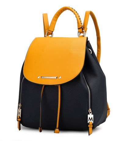MKF Collection Kimberly Backpack Vegan Leather Women - Navy-Mustard