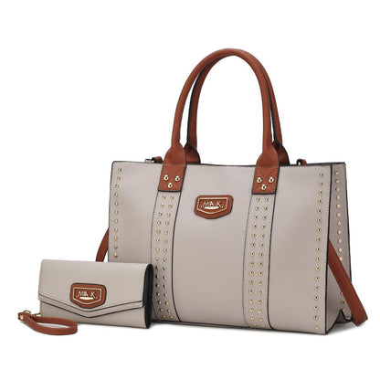 MKF Collection Davina Tote Handbag with wallet Vegan Leather Crossover Womens Purse - Taupe