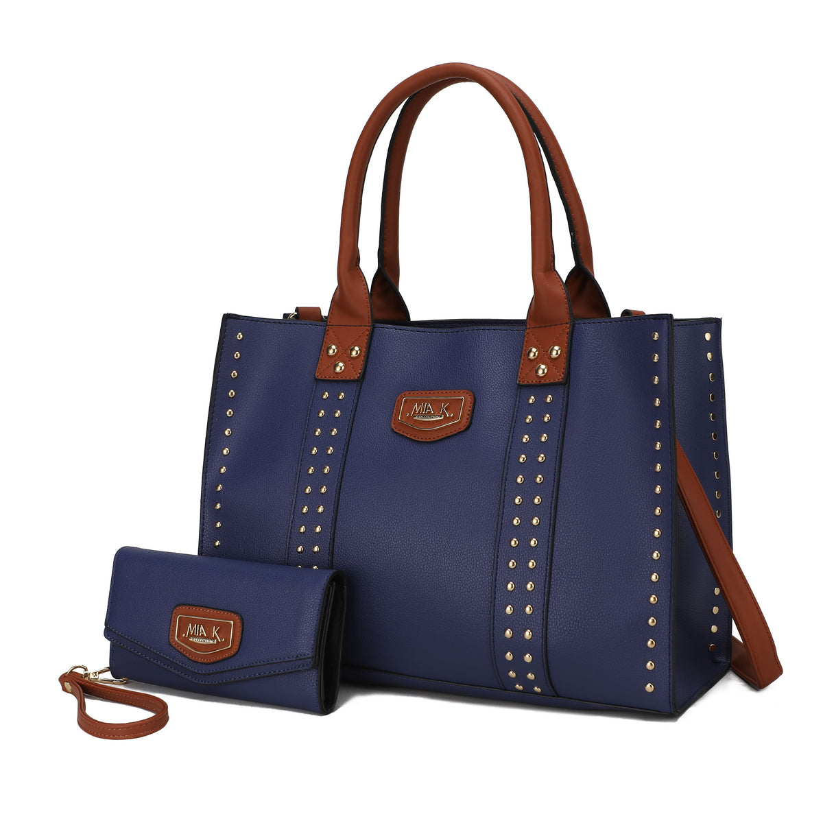 MKF Collection Davina Tote Handbag with wallet Vegan Leather Crossover Womens Purse - Navy
