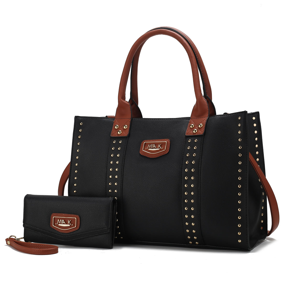 MKF Collection Davina Tote Handbag with wallet Vegan Leather Crossover Womens Purse - Black