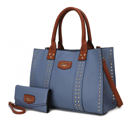 MKF Collection Davina Tote Handbag with wallet Vegan Leather Crossover Womens Purse - Denim