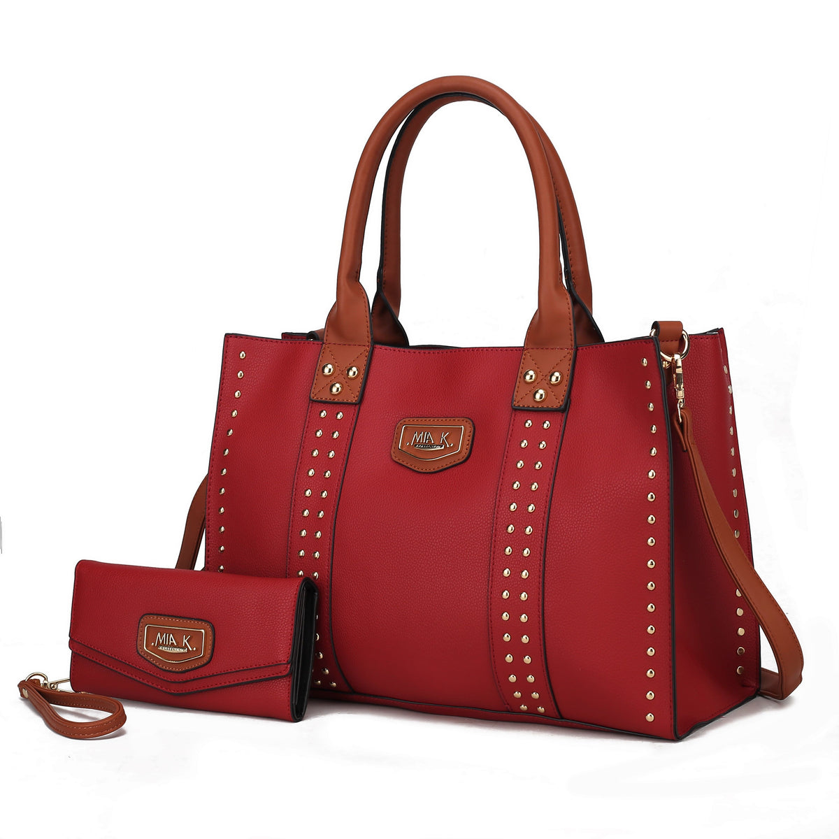 MKF Collection Davina Tote Handbag with wallet Vegan Leather Crossover Womens Purse - Wine