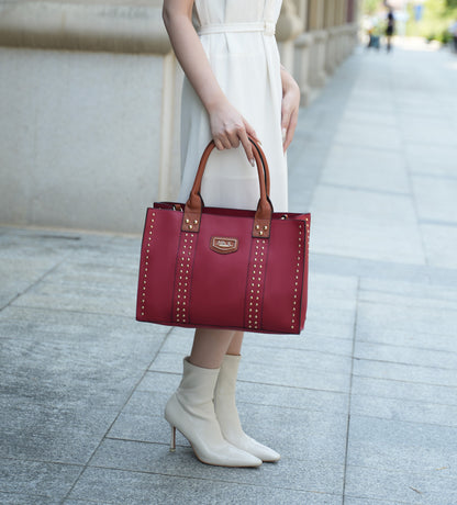 MKF Collection Davina Tote Handbag with wallet Vegan Leather Crossover Womens Purse - Wine