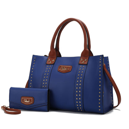 MKF Collection Davina Tote Handbag with wallet Vegan Leather Crossover Womens Purse - Royal Blue