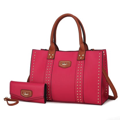 MKF Collection Davina Tote Handbag with wallet Vegan Leather Crossover Womens Purse - Fuschia