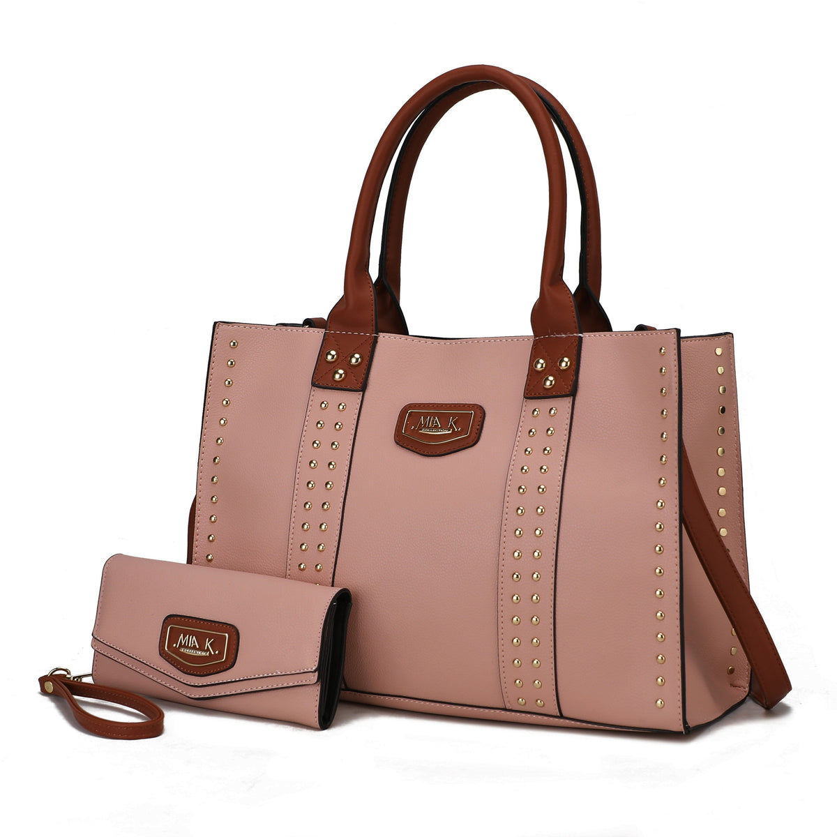 MKF Collection Davina Tote Handbag with wallet Vegan Leather Crossover Womens Purse - Blush