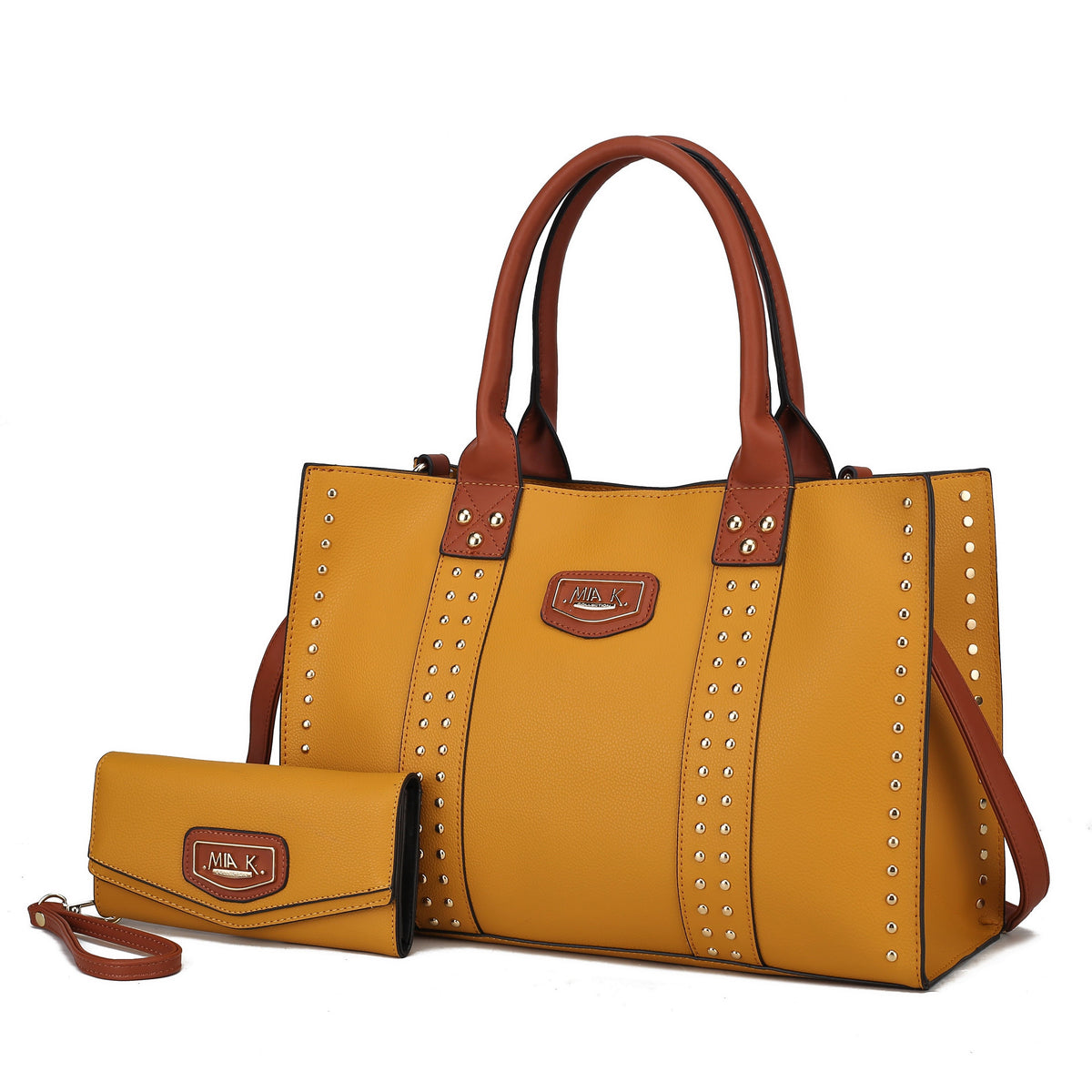 MKF Collection Davina Tote Handbag with wallet Vegan Leather Crossover Womens Purse - Mustard