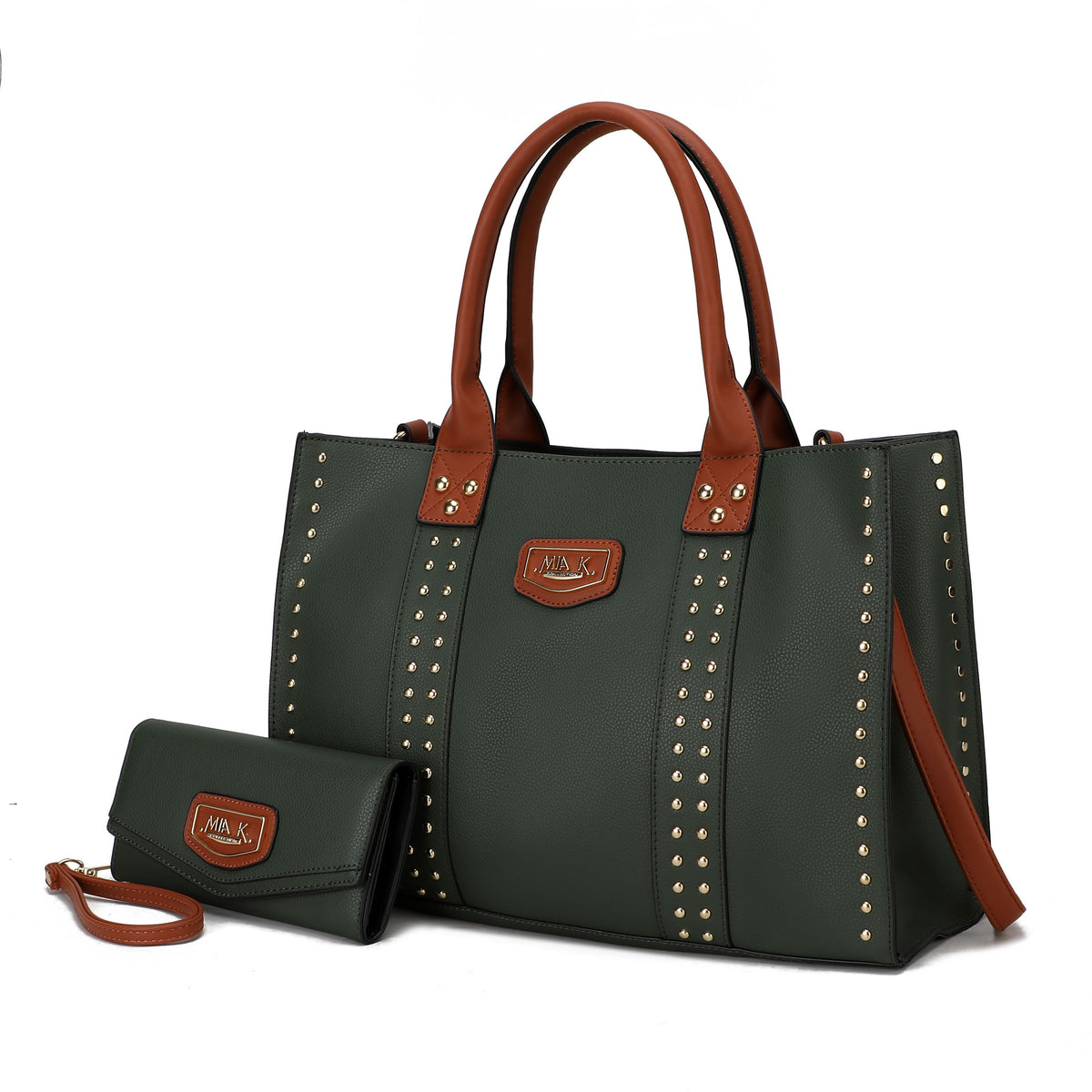 MKF Collection Davina Tote Handbag with wallet Vegan Leather Crossover Womens Purse - Olive