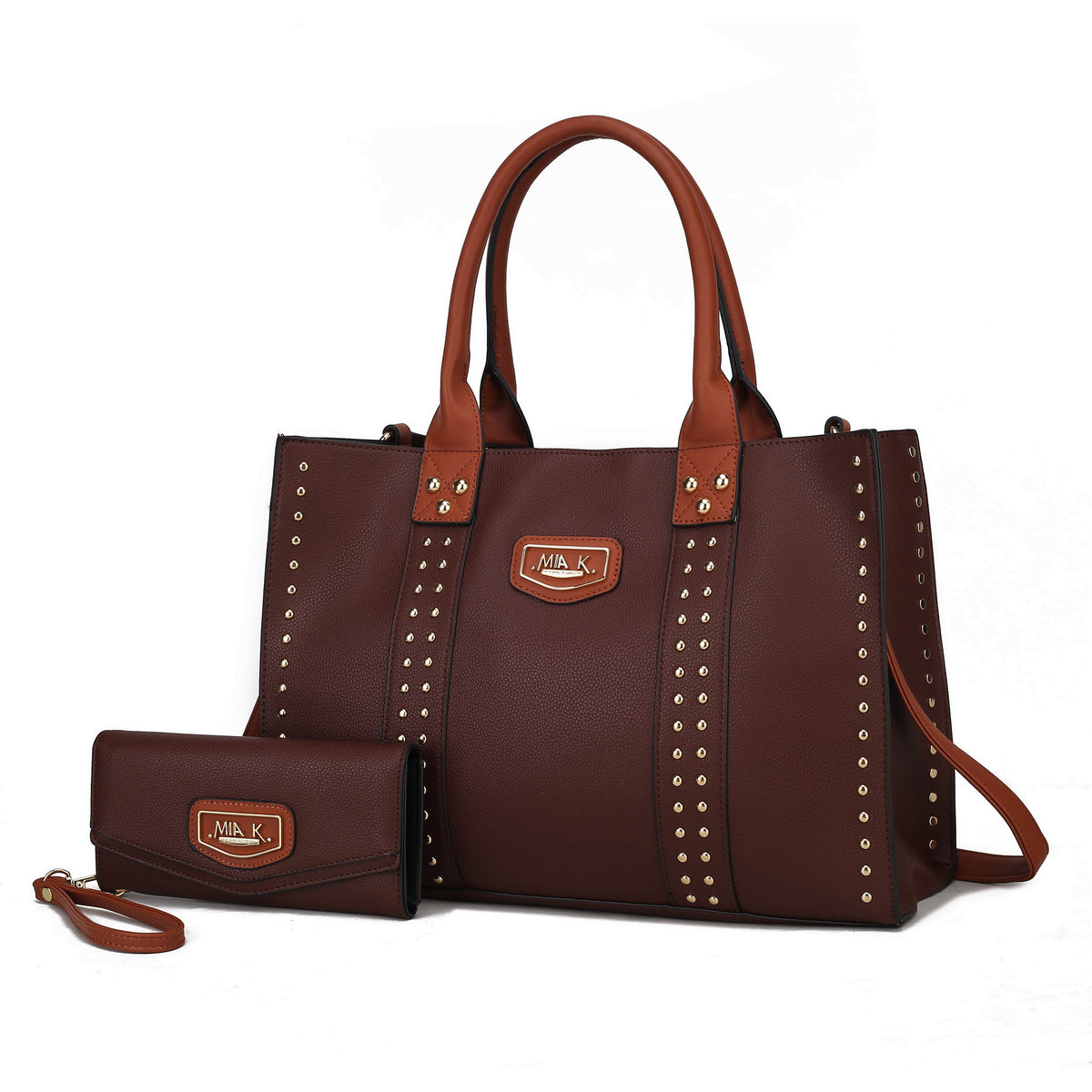 MKF Collection Davina Tote Handbag with wallet Vegan Leather Crossover Womens Purse - Coffee