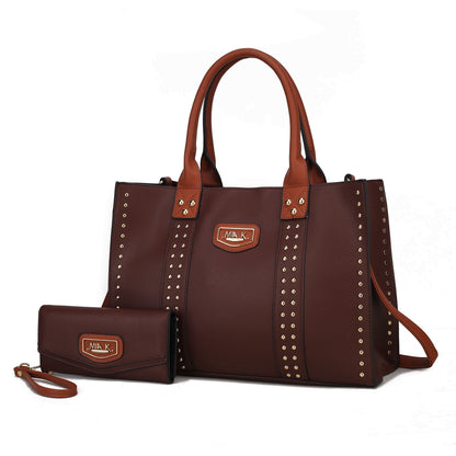 MKF Collection Davina Tote Handbag with wallet Vegan Leather Crossover Womens Purse - Coffee