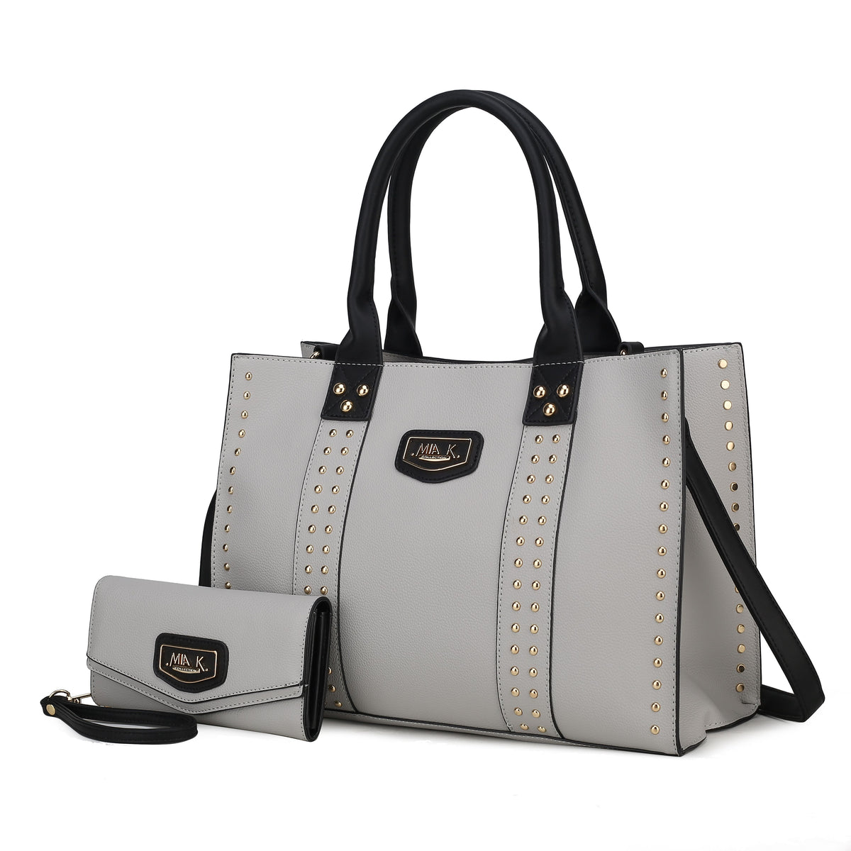 MKF Collection Davina Tote Handbag with wallet Vegan Leather Crossover Womens Purse - Grey