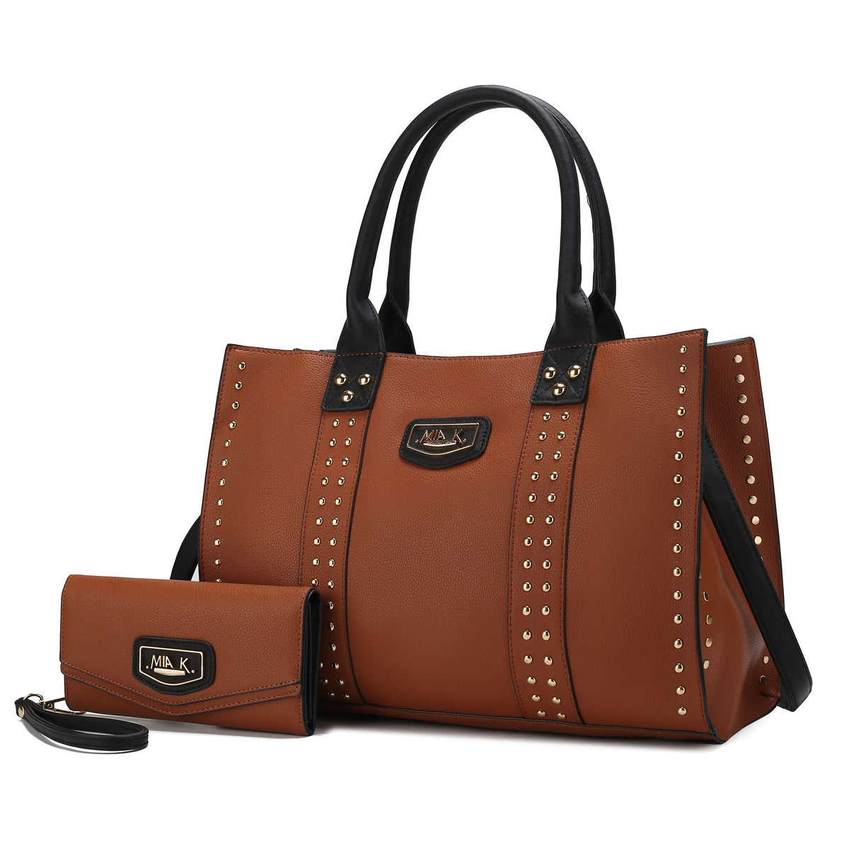MKF Collection Davina Tote Handbag with wallet Vegan Leather Crossover Womens Purse - Cognac