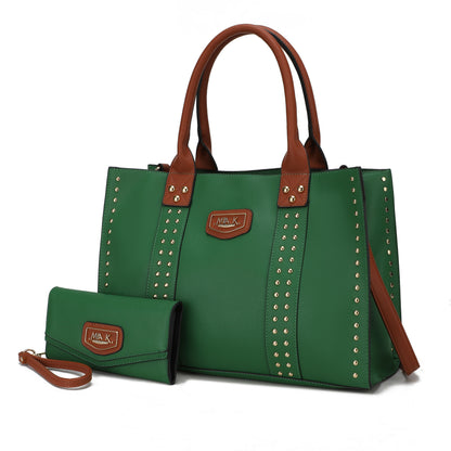 MKF Collection Davina Tote Handbag with wallet Vegan Leather Crossover Womens Purse - Green