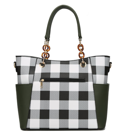MKF Collection Bonita Checker Tote Handbag & Wallet Set Women - Royal Blue