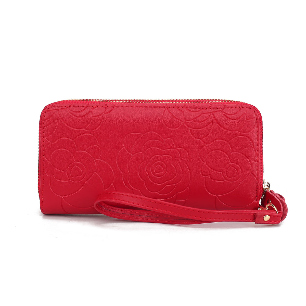 MKF Collection Ellie Genuine Leather Flower Embossed Women Wristlet Wallet - Teal