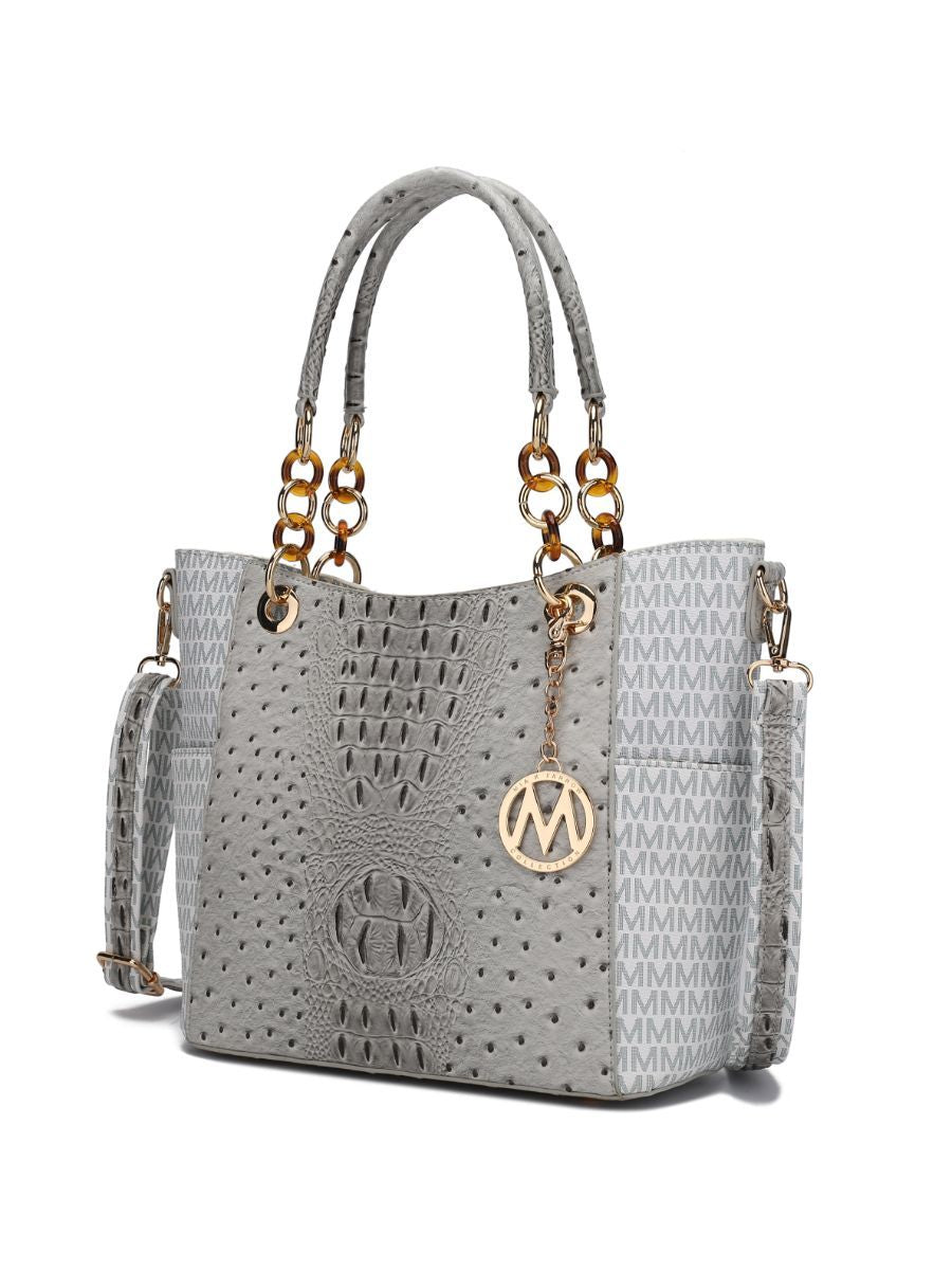 MKF Collection Miriam Signature Tote Handbag - White