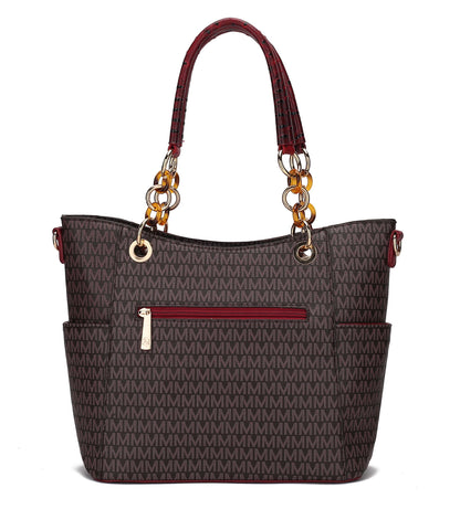 MKF Collection Miriam Signature Tote Handbag - White
