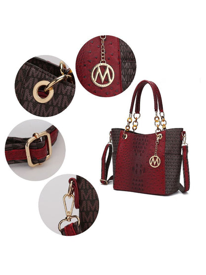 MKF Collection Miriam Signature Tote Handbag - White