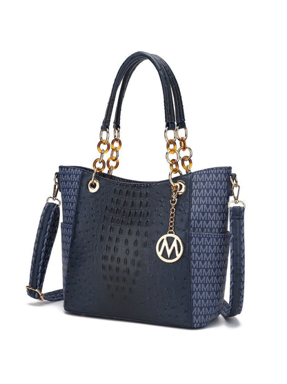 MKF Collection Miriam Signature Tote Handbag - Navy