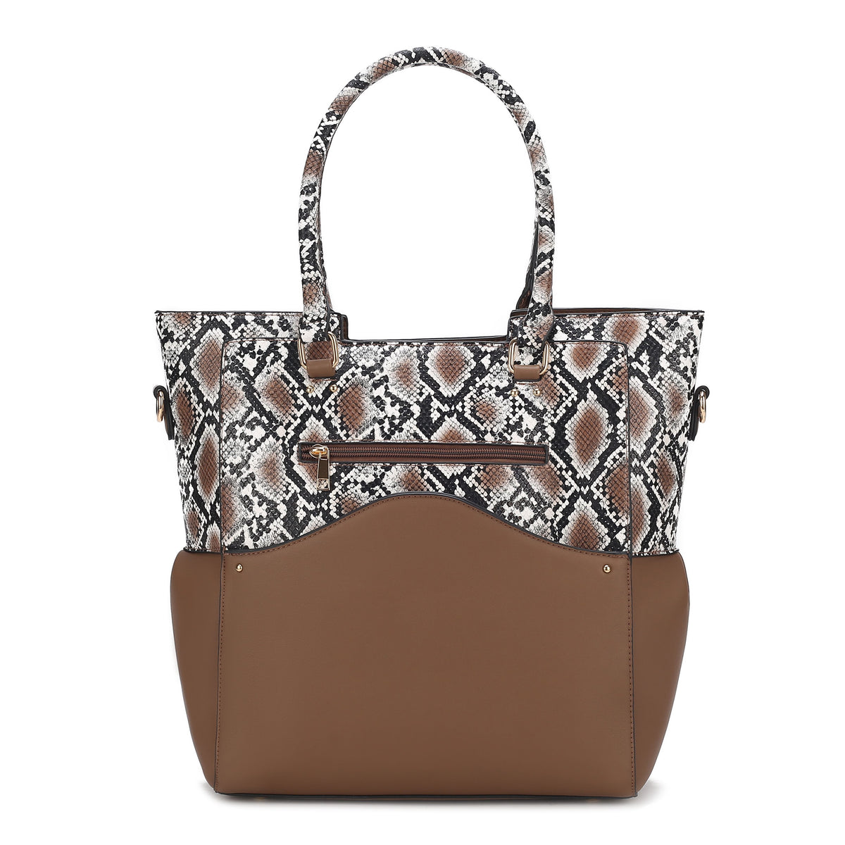 MKF Collection Iris Snake Embossed Vegan Leather Women Tote Bag with matching Wristlet Pouch - Charcoal