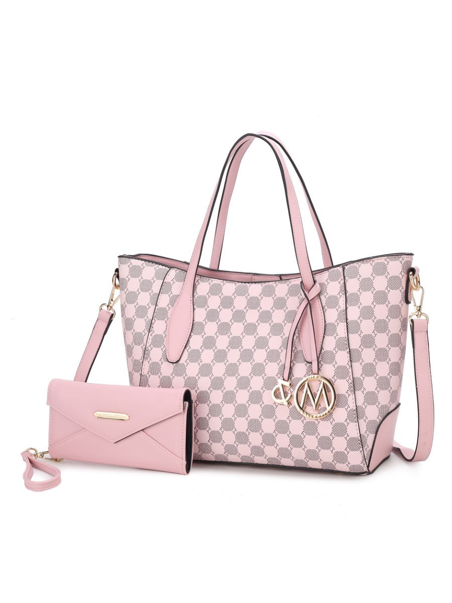 MKF Collection Gianna Vegan Leather Women Tote with matching Wallet - Pink
