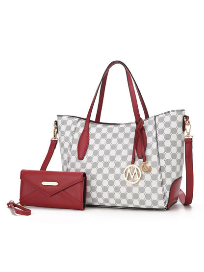 MKF Collection Gianna Vegan Leather Women Tote with matching Wallet - Red