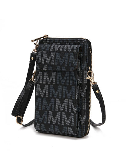 MKF Collection Cossetta Cell Phone Crossbody Wristlet Handbag Vegan Leather Versatile Multi-Use Phone Holder - Black