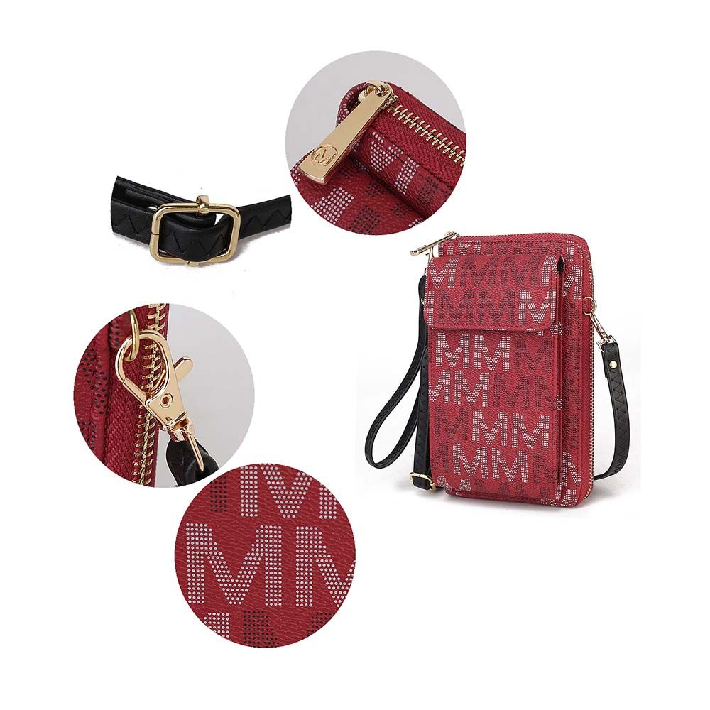 MKF Collection Cossetta Cell Phone Crossbody Wristlet Handbag Vegan Leather Versatile Multi-Use Phone Holder - Red