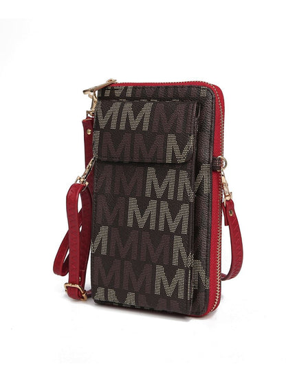 MKF Collection Cossetta Cell Phone Crossbody Wristlet Handbag Vegan Leather Versatile Multi-Use Phone Holder - Red
