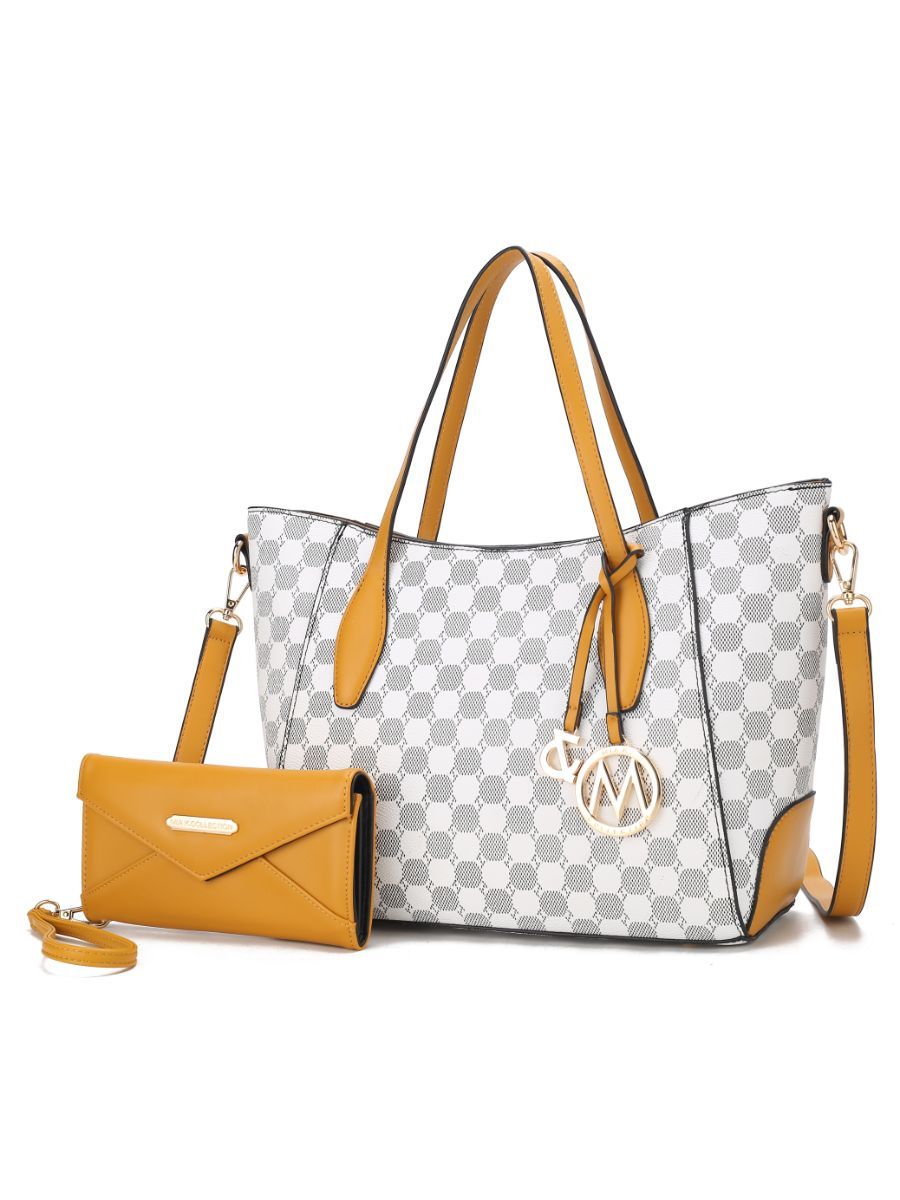 MKF Collection Gianna Vegan Leather Women Tote with matching Wallet - Mustard